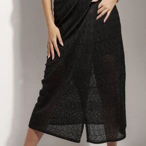 Callahan Black Smocked Maxi Pencil Skirt